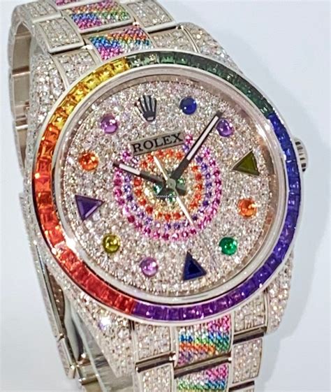 rolex rainbow stones|Rolex rainbow iced out.